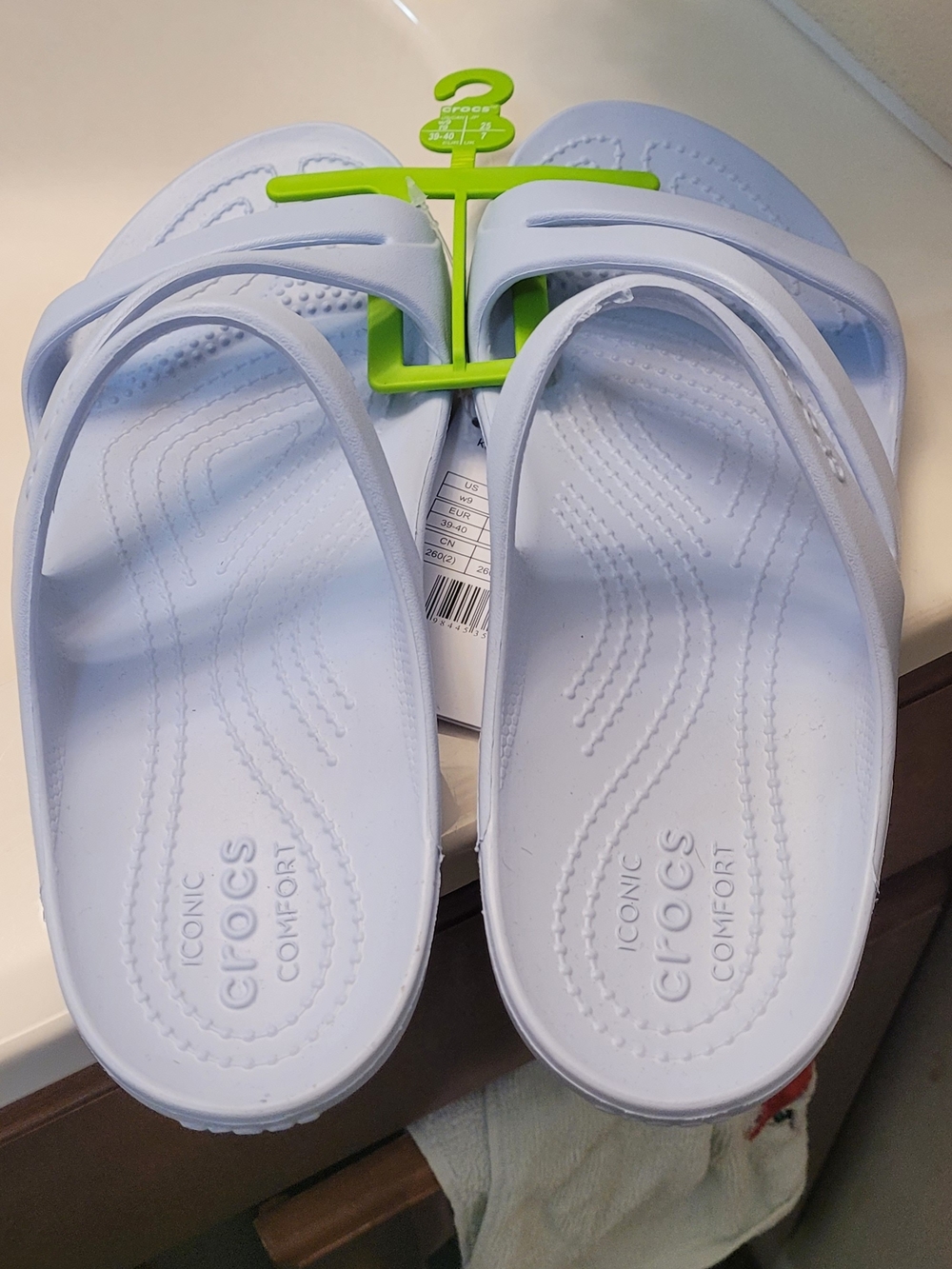 NWT in Bag-CROCS Women's Pale Blue Strappy Slide Sandals